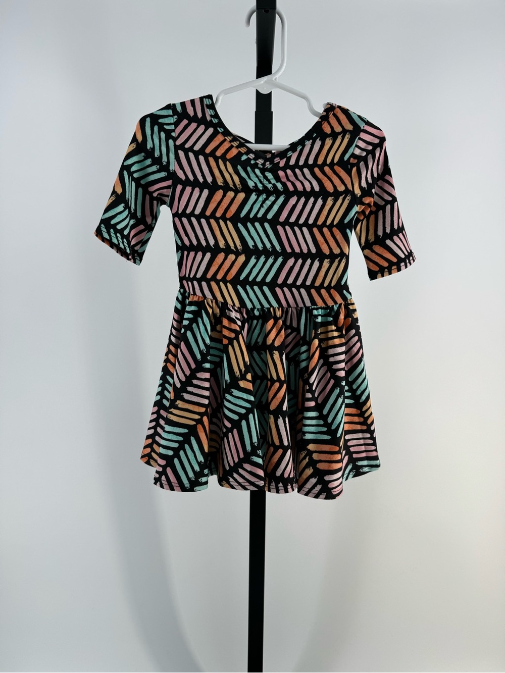 Dot Dot Smile Black Ballerina Dress with Pink, Teal & Orange Chevron
